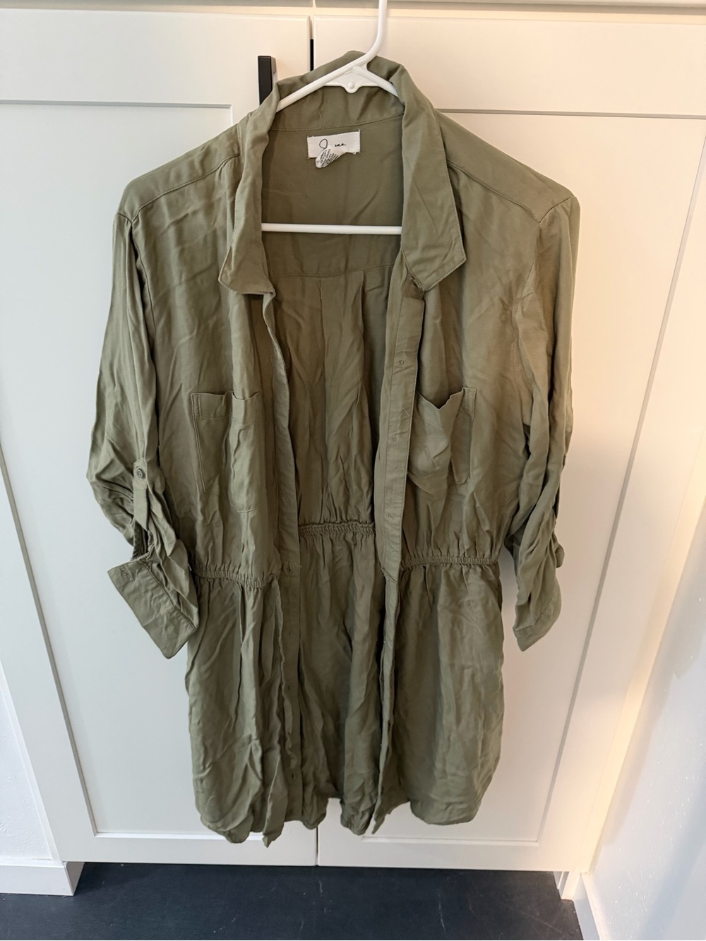 Olive Green Button Dress